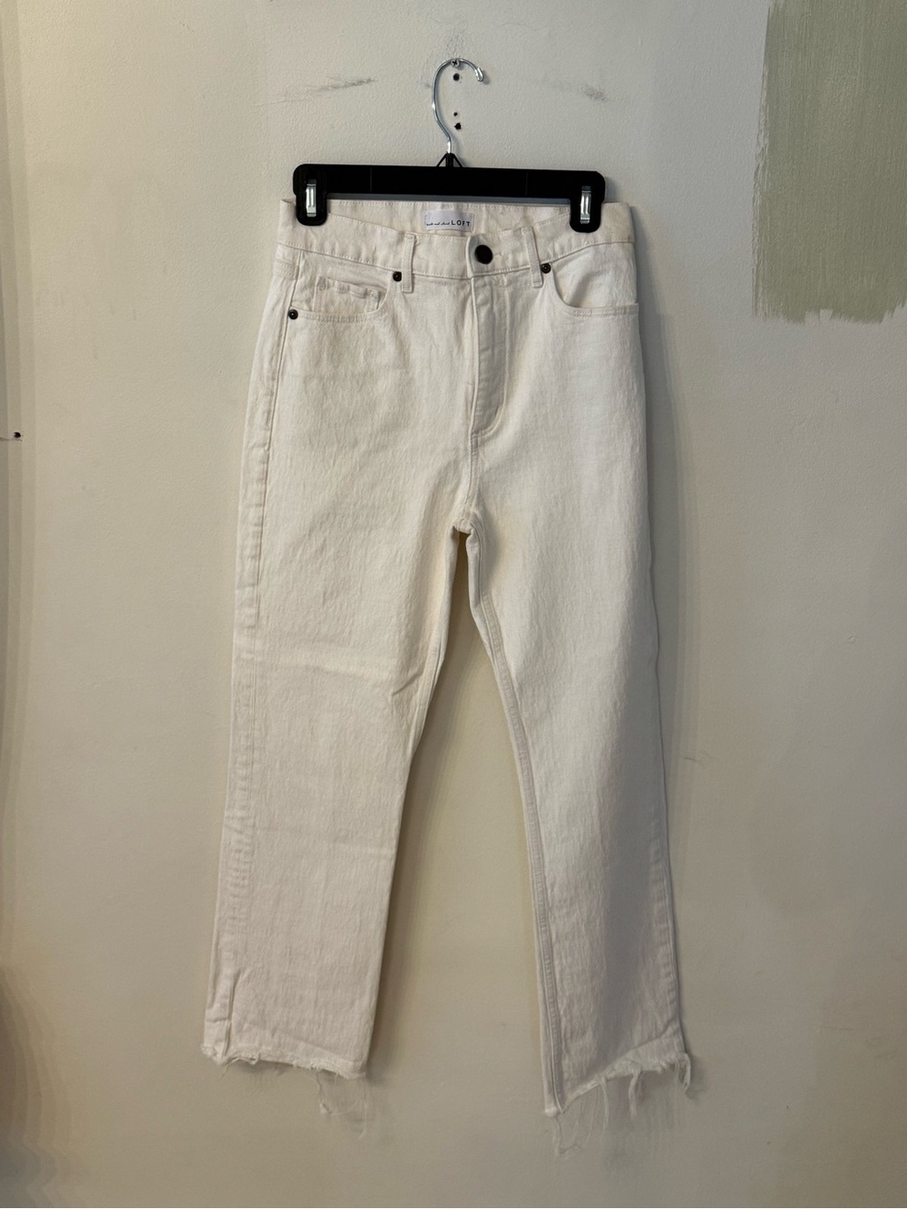 LOFT Women's High-Waist White Relaxed Straight Jeans